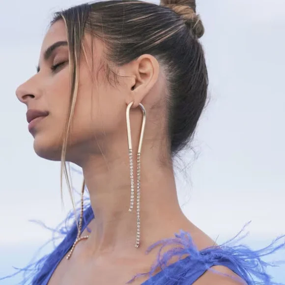 NWOT Cult Gaia Meta Rhinestone Earring - Picture 3 of 7